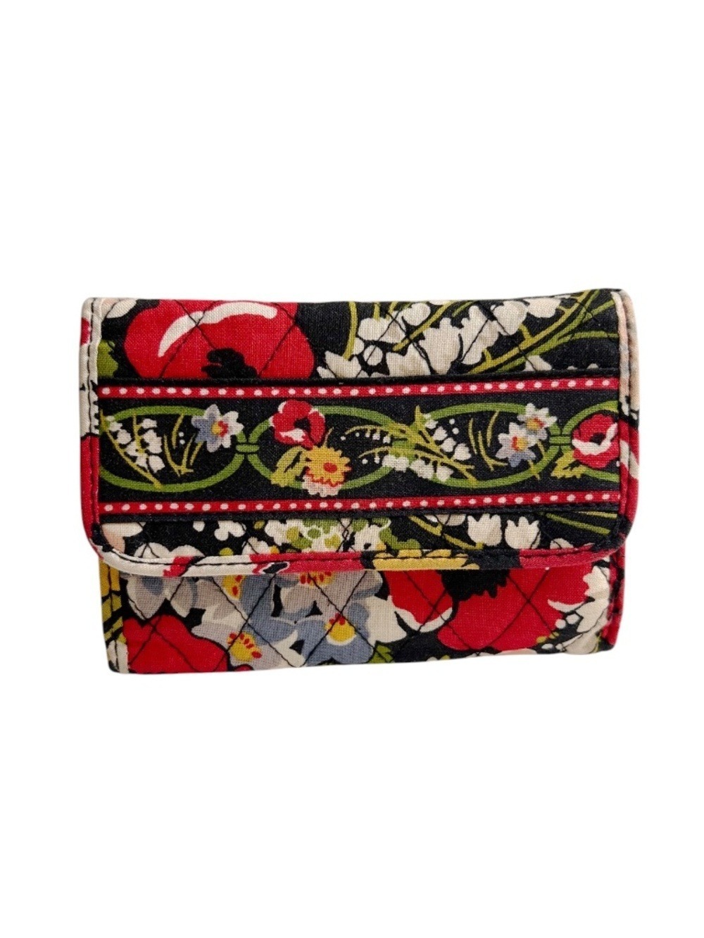 Vera Bradley Euro Tri-fold Wallet Poppy Fields Pattern